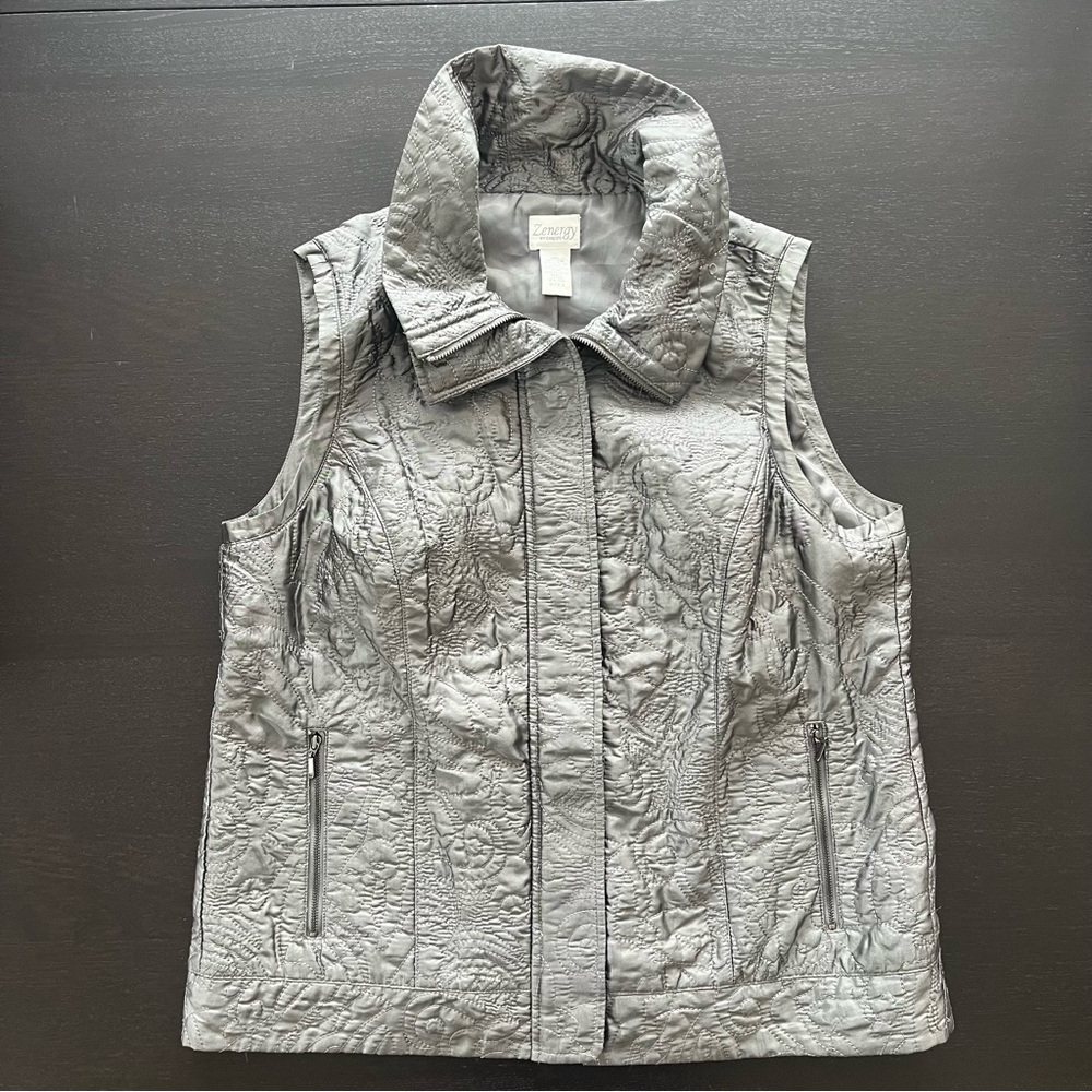 Zenergy by Chico’s Silver Quilted Vest